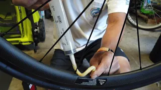 Inject Stan's Tire Sealant into a Presta tube with a non-removable valve core