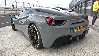 Grigio Medio Ferrari 488 GTB (670HP) with Capristo Exhaust! Flatout On Track! Lovely Sounds!