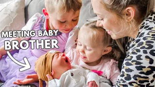 Siblings Meet Baby for First Time! (ADORABLE) Bringing Newborn Home from Hospital
