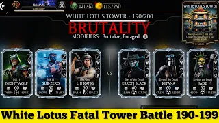 White Lotus Fatal Tower Hard Battle 190-199 Fight + Rewards MK Mobile