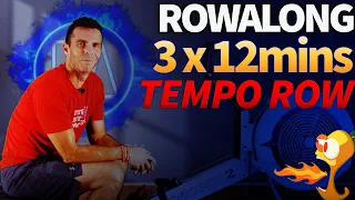 3 x 12 min Indoor Rowing Machine Workout - Hard tempo Row - 10KW6S5