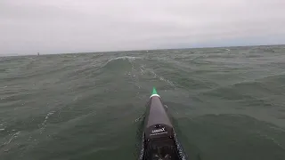 Long rides on a downwind paddle from the Golden Gate Bridge to Pt Isabel in Richmond, 8/30/2023