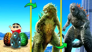 SHINCHAN FOUND 3 EGG OF GODZILLA in GTA 5 (GTA 5 MODS)| THELOUDDUDE