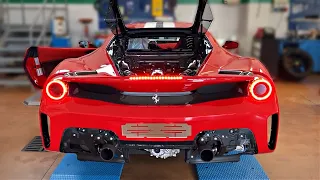 Ferrari 488 Pista Stock Exhaust vs. Novitec Rosso Exhaust @ Dyno | Engine Sounds Comparison!