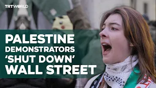 Massive crowd of pro-Palestine demonstrators march to Wall Street