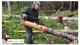 HOT WATER SHOWER from FOREST LOGS & TREES | Outdoor Shower | Bushcraft مترجم للعربية- Ep. 119