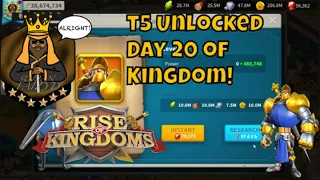 T5 unlocked on Day 20 of the kingdom plus Training 100k T5 Inf!!