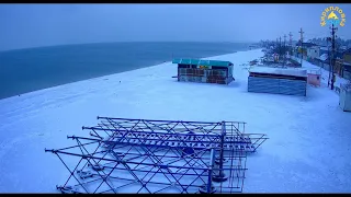 Бердянск. Обзор пляжей. Все побережье покрылось снегом. 22 Декабря 2020