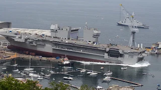 Ship launch of LHD "Trieste" in Castellammare di Stabia, on slipway, 25-5-2019