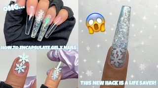 HOW TO DO GEL X ENCAPSULATION | ENCAPSULATE SEQUINS & GLITTER *QUICK & EASY* | BLUE WINTER NAIL ART