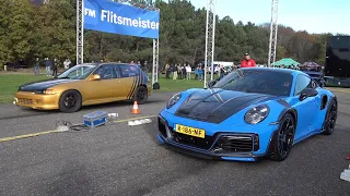 Techart GT Street R Porsche 992 Turbo S vs 1050HP AWD Honda Civic VTEC Turbo