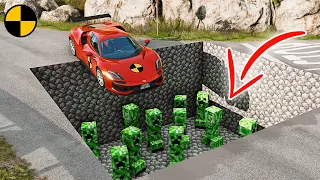 Cars vs Minecraft Creeper Pit 😱 BeamNG.Drive