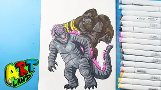 How to Draw Kong Riding Godzilla | Godzilla x Kong