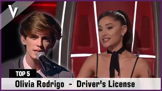 TOP 5 | Best " Driver's License " ( Olivia Rodrigo ) covers in The Voice | With Lyrics (CC)