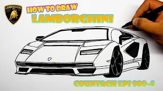 How to draw a car - Lamborghini Countach- Step by step