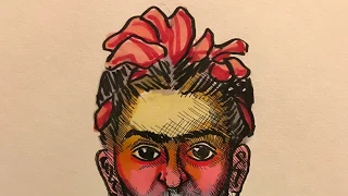 Let's Draw Frida Kahlo - Color Zones of the Face - 0164 - Speed / Time Lapse Drawing