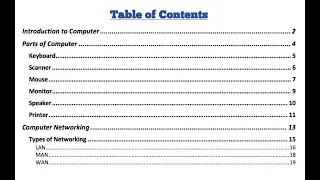 Creating table of content in Microsoft Word
