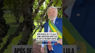 7/9: após desfile, Lula come jabuticaba direto do pé que ele mesmo plantou