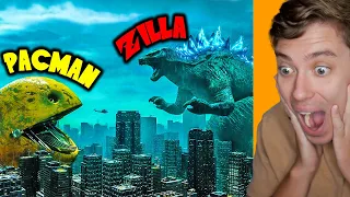 Reacting to LEGENDARY GODZILLA vs PACMAN (EPIC FIGHT)