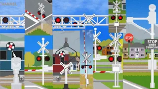 【踏切アニメ】アメリカのふみきりがいろんな場所でカンカン総集編😂😂😂US Railroad crossings on various places!!