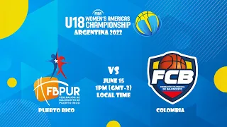 Puerto Rico v Colombia | Full Basketball Game | FIBA U18 Women’s Americas Championship 2022