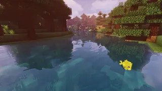 Minecraft Forest River Ambience With Relaxing Music (4K Shaders)