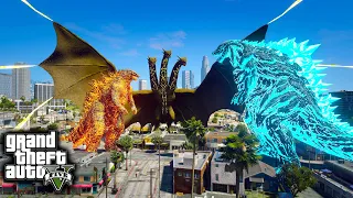 Godzilla Earth ゴジラ・アース Vs Nuclear Godzilla, King Ghidorah ( GTA V Mods )