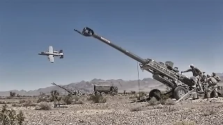 U.S. Army Artillery With A-10 Flyover