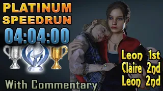 Resident Evil 2 Remake Platinum Speedrun - PLATINUM TROPHY IN 04:04:00 (WITH COMMENTARY)