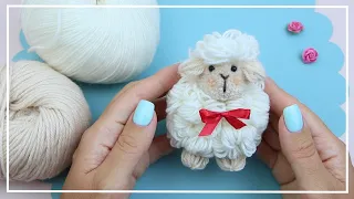 Cute Curly Yarn Lamb without knitting 🐑 Instructions Step by Step Wool Crafts 🧶 DIY