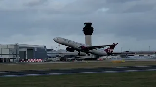 A Virgin Atlantic A330 takeoff from Manchester Airport