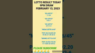 LOTTO RESULT TODAY 9PM DRAW FEBRUARY 13, 2023 || PCSO LOTTO RESULT TODAY 9PM #shorts