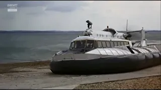 Saunders-Roe SRN-6 Hovercraft In Action & Showing Its Versatility On Streets Of Monte Carlo (1966)