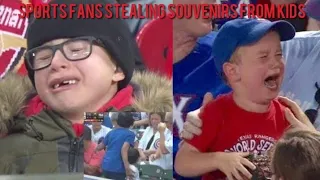 Sports Fans Stealing souvenirs from kids😐