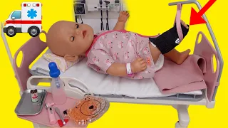 Baby Born doll Breaks her Leg and Goes to doll Hospital In An Ambulance