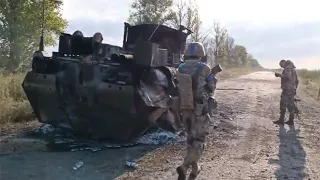 Russian R-149MA1 command and staff vehicle destroyed by Ukrainian troops using the BTR-4E APC.