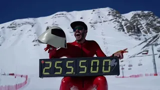 Рекорд скорости на лыжах 255 км/ч