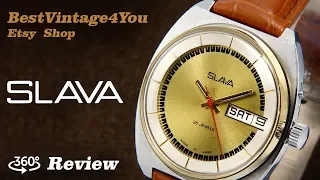 Hands-on video Review of Slava Rare Soviet Mens Watch From 70s