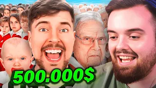 GENTE DE 1-100 AÑOS PELEA POR 500.000$ - REACCIONANDO A MRBEAST