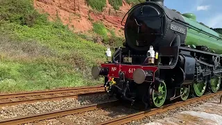 61306 Mayflower powering out of Dawlish Warren and giving steam through Dawlish