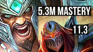 TRYNDAMERE vs ZED (MID) | 5.3M mastery, Rank 3 Trynda, 2400+ games | NA Grandmaster | v11.3