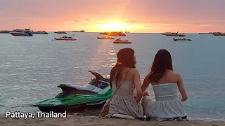 normal evening in Pattaya Thailand. "Beach road sunset scenes"