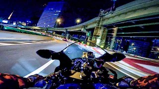 Driving on Tokyo highway at night | YAMAHA YZF-R6 | GoPro HERO8