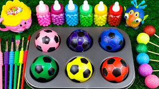 Satisfying Video l How To Make Soccer Balls FROM Rainbow Lollipop AND Slime Bottle Cutting ASMR #20