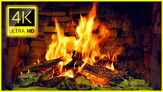 Cozy Romantic Fireplace 4K UHD Video & Crackling Fire Sounds 10 Hours | Christmas Fireplace Ambience