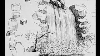 Pen & Ink Drawing Tutorials | How to draw a waterfall