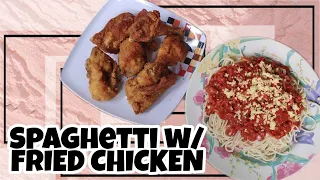 CREAMY SPAGHETTI with FRIED CHICKEN | AC Thing