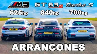 Nuevo AMG GT 63 S de 840 hp vs BMW M5 vs Panamera Turbo: ARRANCONES