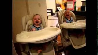 Twins giggling at mum 6 months