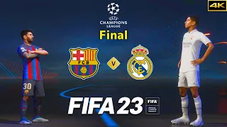 FIFA 23 - FC BARCELONA vs. REAL MADRID - Ft. Messi, Bellingham, Havertz, etc - UCL Final - PS5™ [4K]